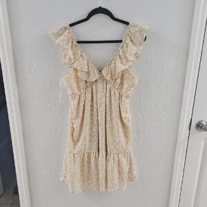 Cream Ruffle Mini Dress